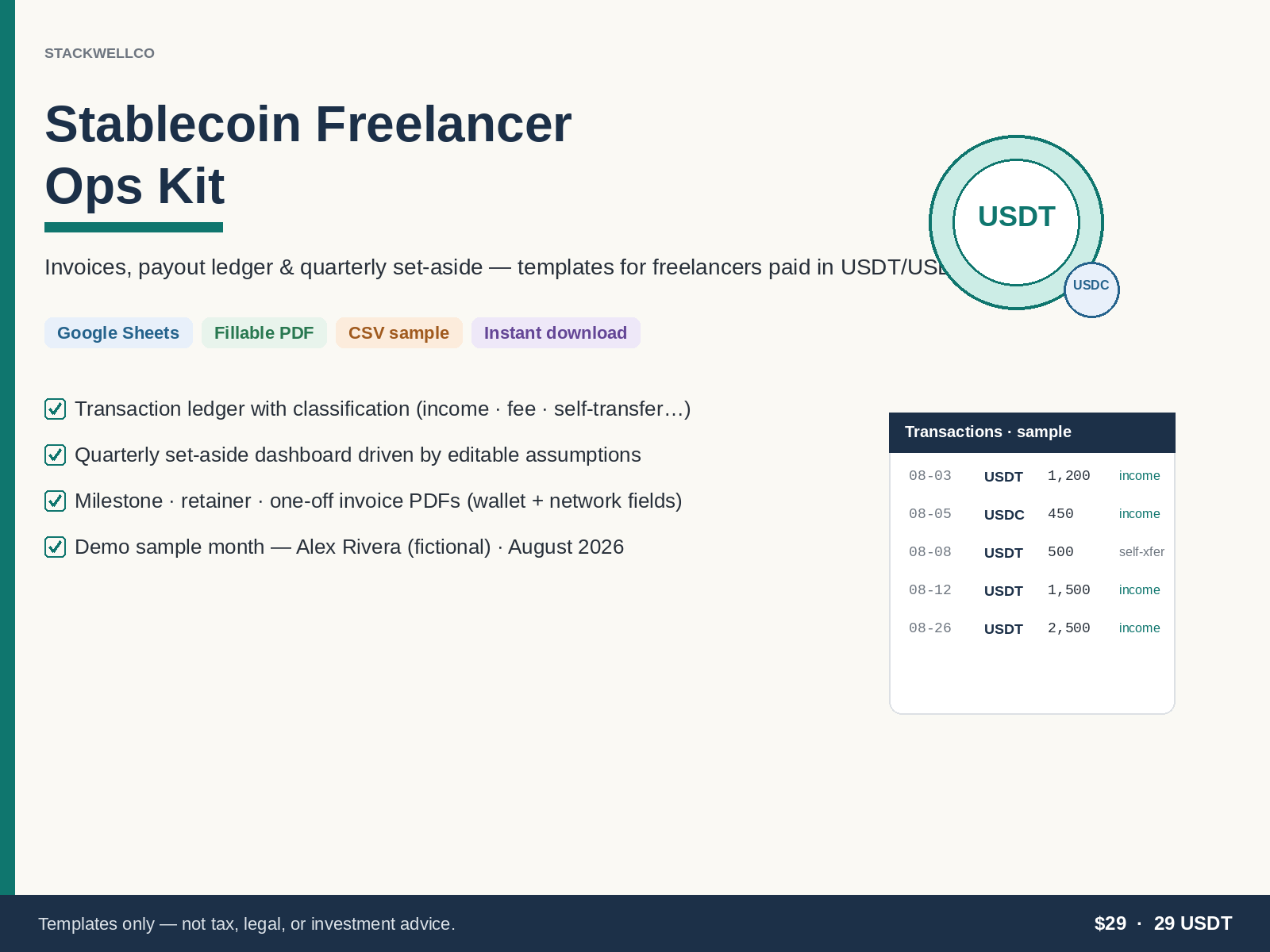Stablecoin Freelancer Ops Kit cover - StackwellCo